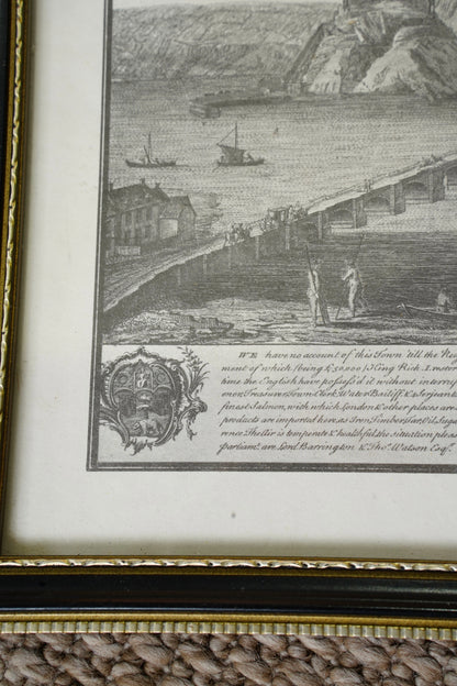 Antique Engraving South Prospect of Berwick Upon Tweed, 1745