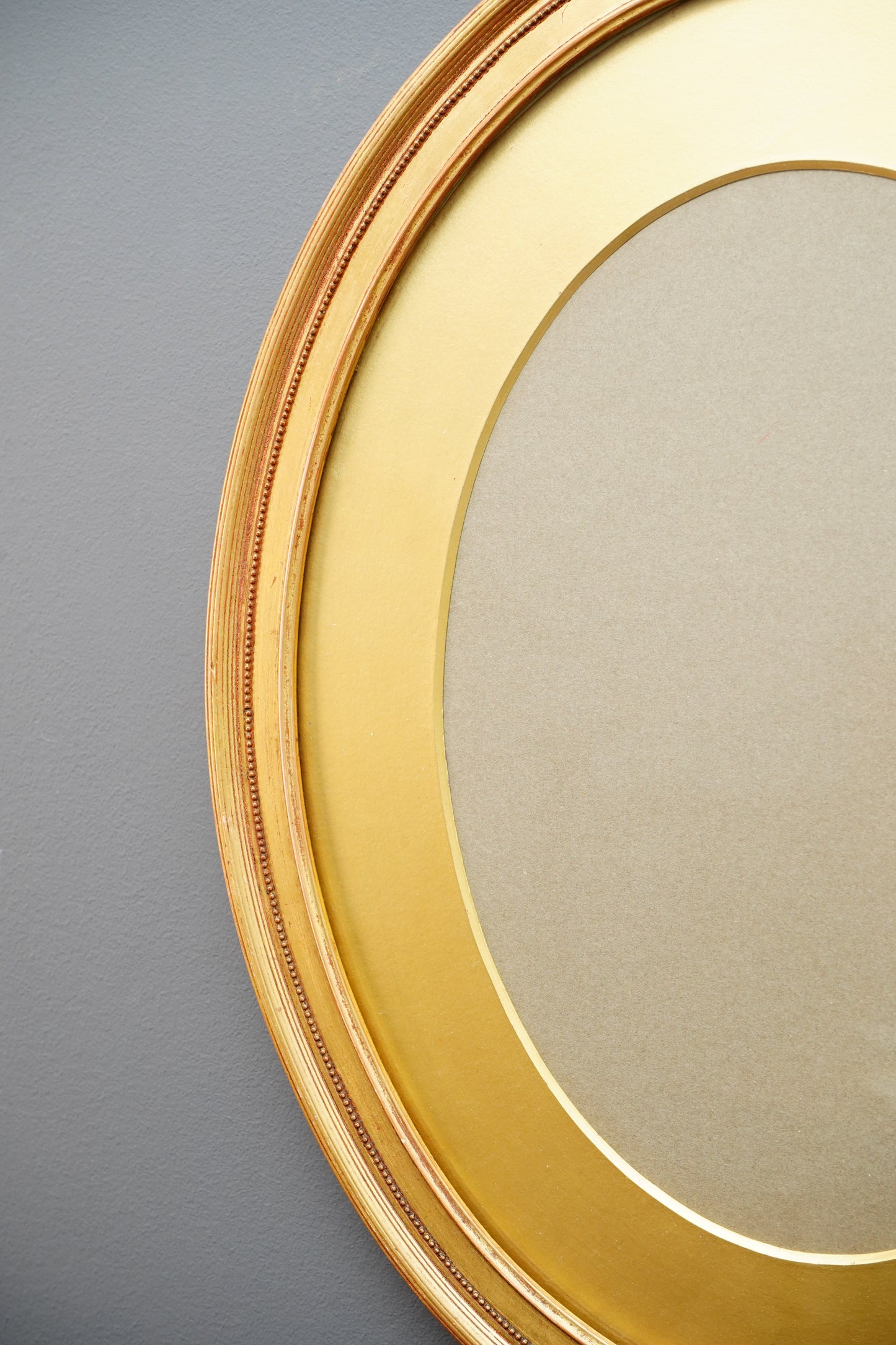 Antique English Oval Gilded Wood Frame Ribbon Bow Crest