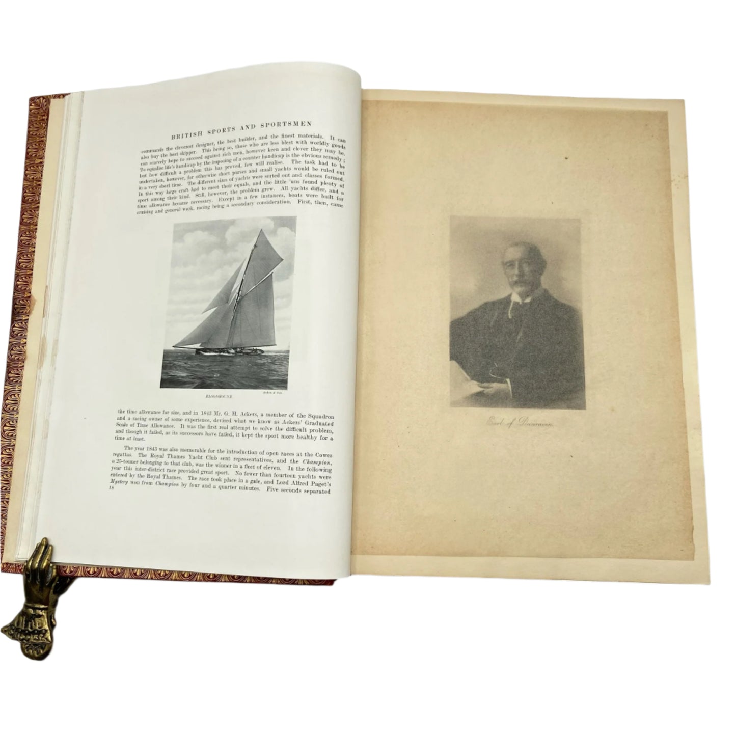 1916 “British Sports: Yachting and Rowing" XL Full Morocco Red Leather Book, First Edition