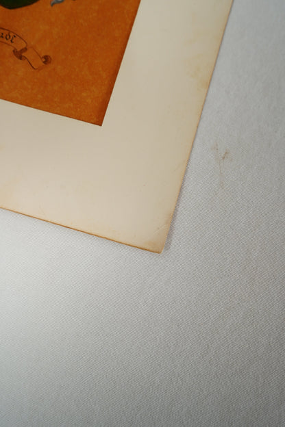 *Reserved for Wendy* Antique Continental Heraldic Coat of Arms on Paper with Metallic Detailing