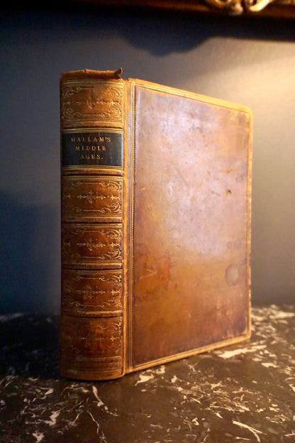 1869 "View of the State of Europe During the Middle Ages" Full Brown Leather Book