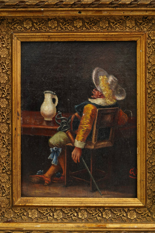 European Cavalier Cabinet Picture, Manner of Meissonier, Ca. 1900