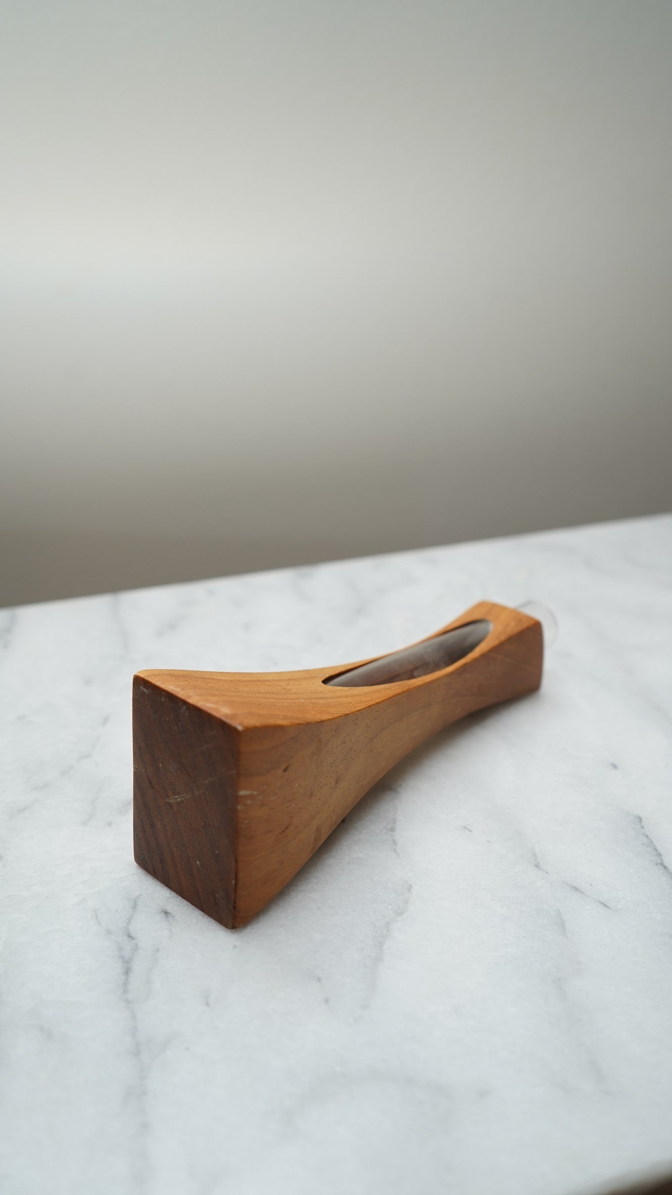 Mid-Century Modern Teak & Glass Bud Vase | Scandinavian Design, 1960s