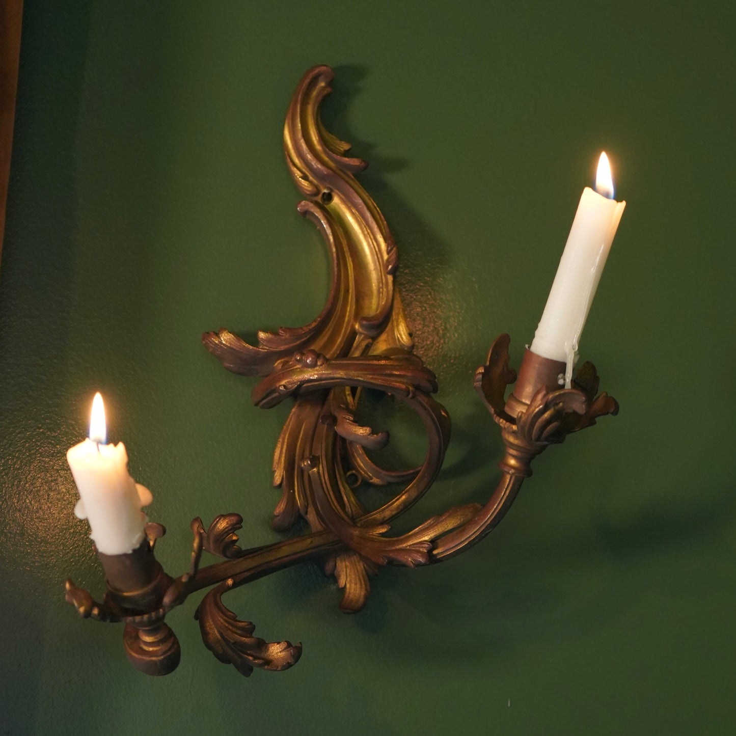 Antique French Rococo Gilt Bronze Wall Sconces (Pair) | Antique French Bronze Wall Lighting