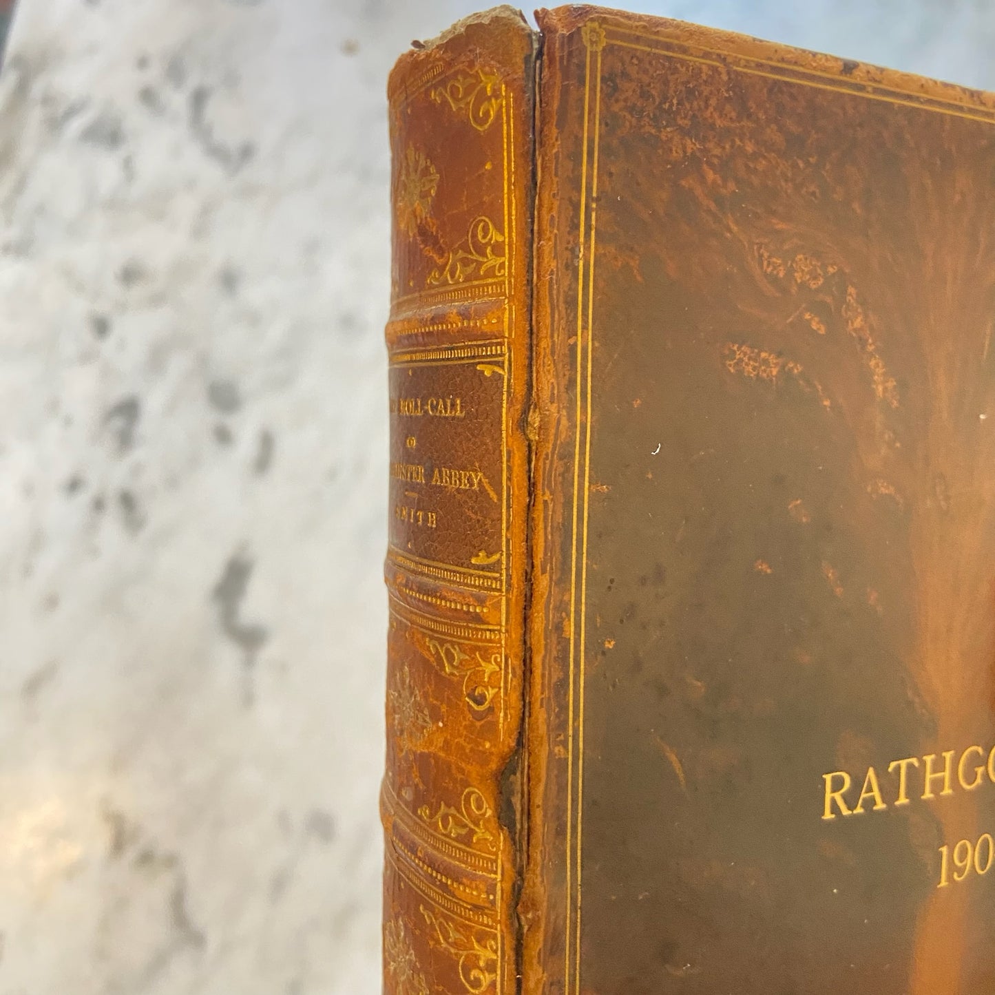 1903 " The Roll-Call of Westminster Abbey " Brown Tree Calf Leather Book