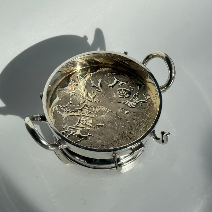 Antique 1880 Wilcox Silver-Plated Caviar or Butter Dish with Glass Insert