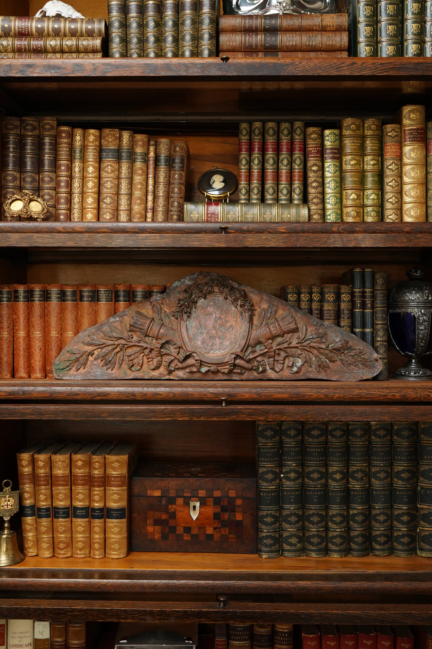 Antique French Bronze Overdoor Pediment with Louis XVI Cartouche | French Bronze Architectural Salvage