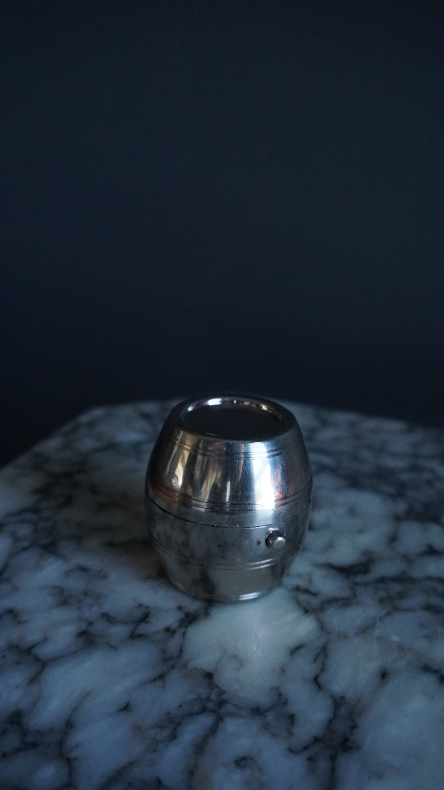 Antique Silver Plated Barrel Travel Inkwell with Glass Liner | Victorian to Edwardian Era Portable Ink Pot