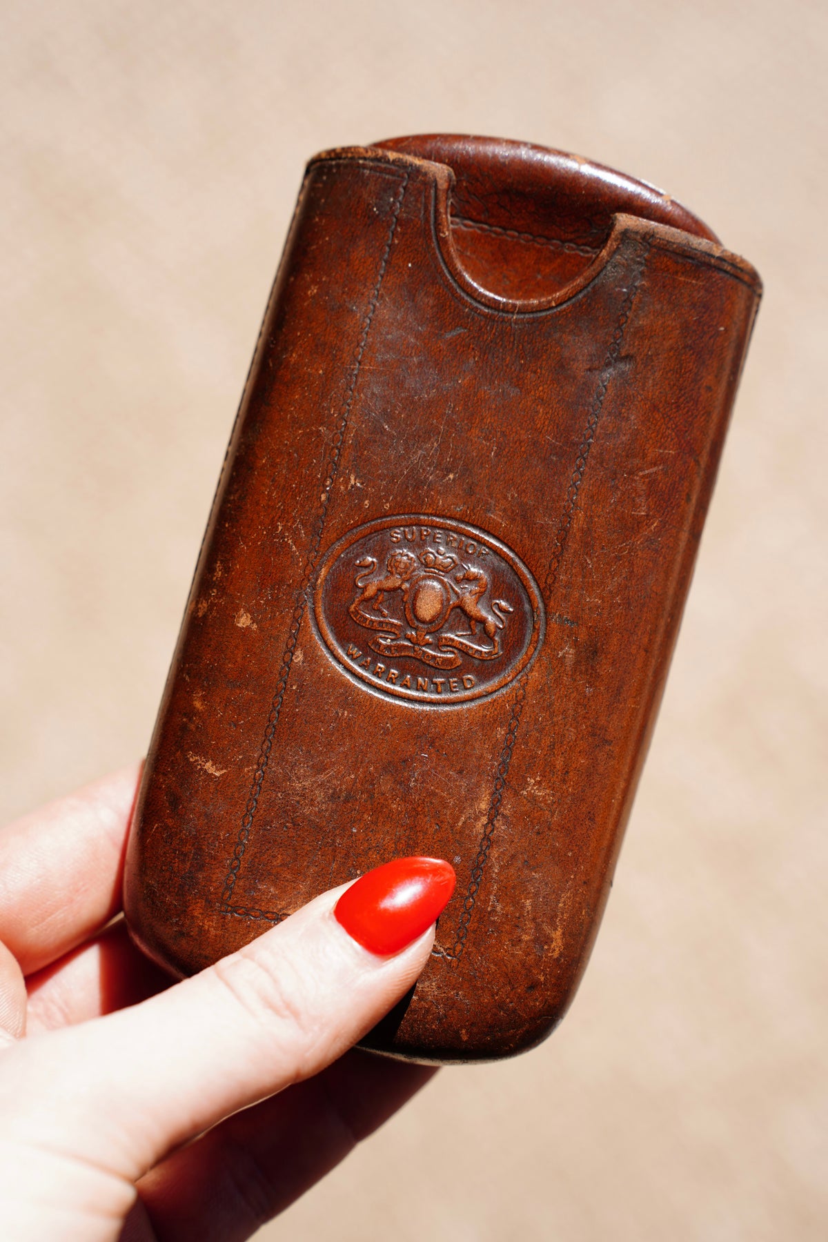 Antique Victorian Leather Cigar Case with Match Striker