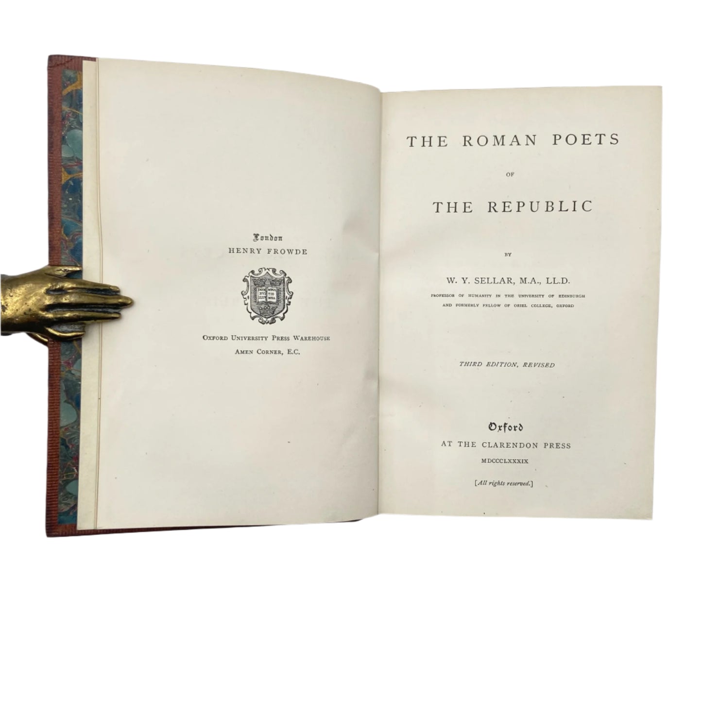 1839 "The Roman Poets of the Republic" Brown Full Leather Book