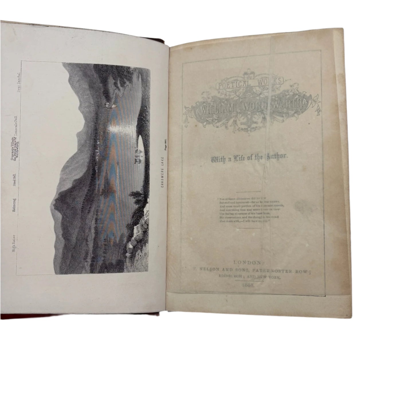 Poetical Works of William Wordsworth 1868 Leather Gift Edition | Classic Poetry Book with Gilt Binding and Engravings