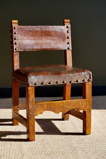 Antique Frailero Leather Side Chair