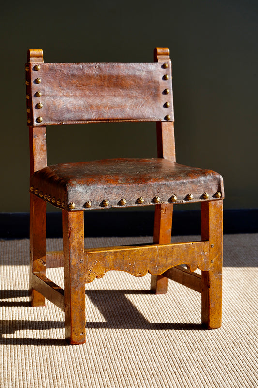 Antique Frailero Leather Side Chair