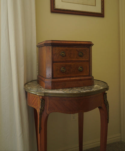 Antique French Louis XVI-Style Guéridon Table with Marble Top and Brass Gallery
