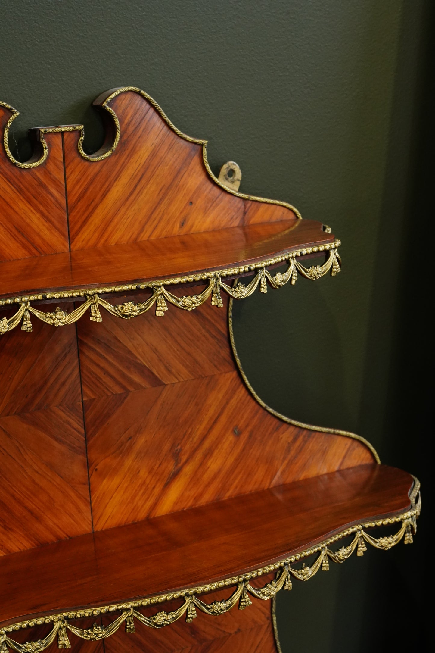 *reserved for Lisa* Antique French Louis XVI Style Wall Shelf Ormolu Mounts c1900