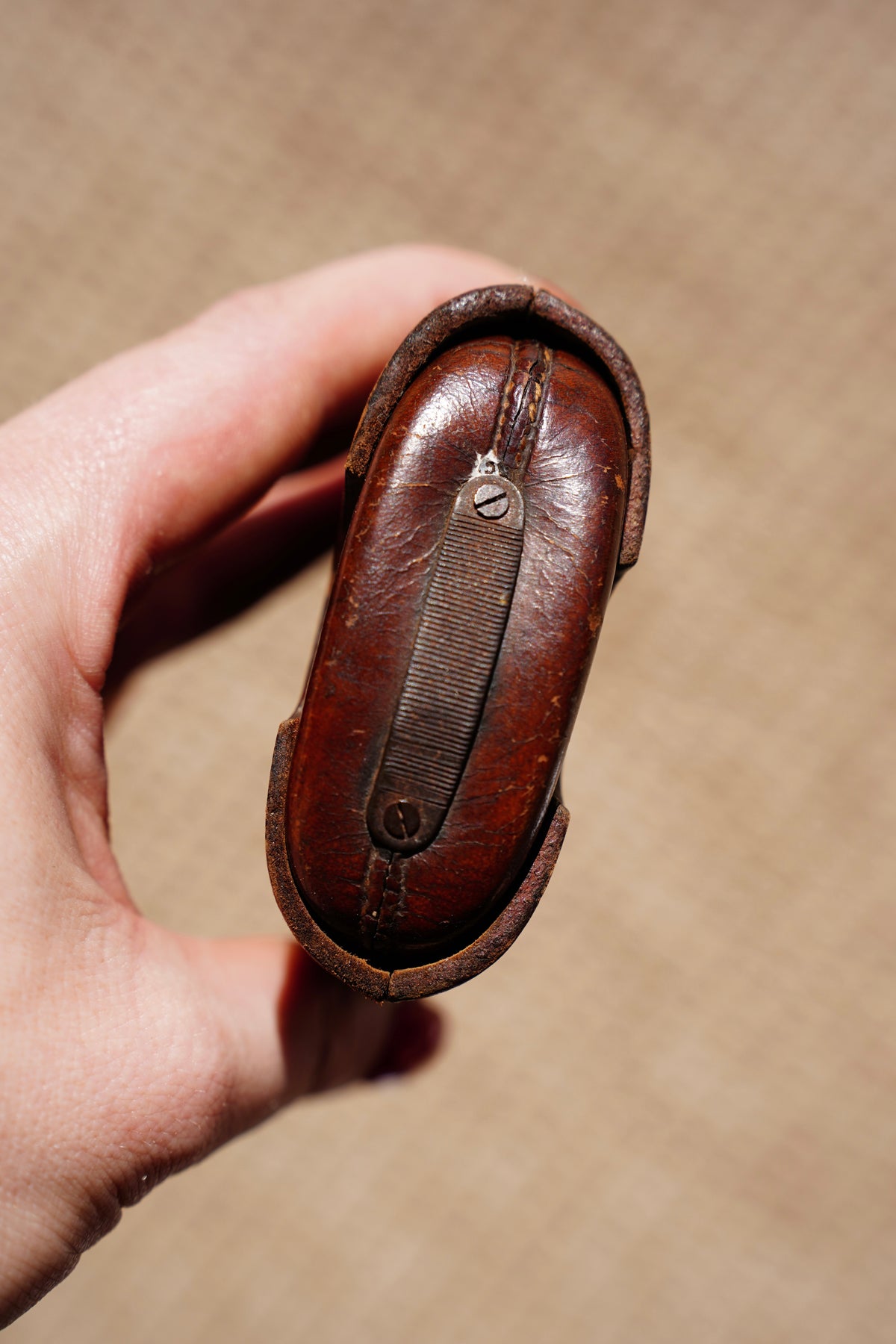 Antique Victorian Leather Cigar Case with Match Striker