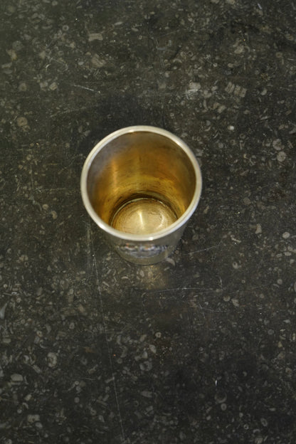 Antique Swedish Miniature Silver Plate Schnapps Cup, Tre Kronor Crest