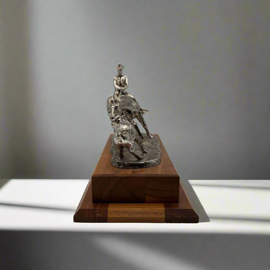 1975 National Cutting Horse Association Trophy – Western Equestrian Sculpture by Starlie