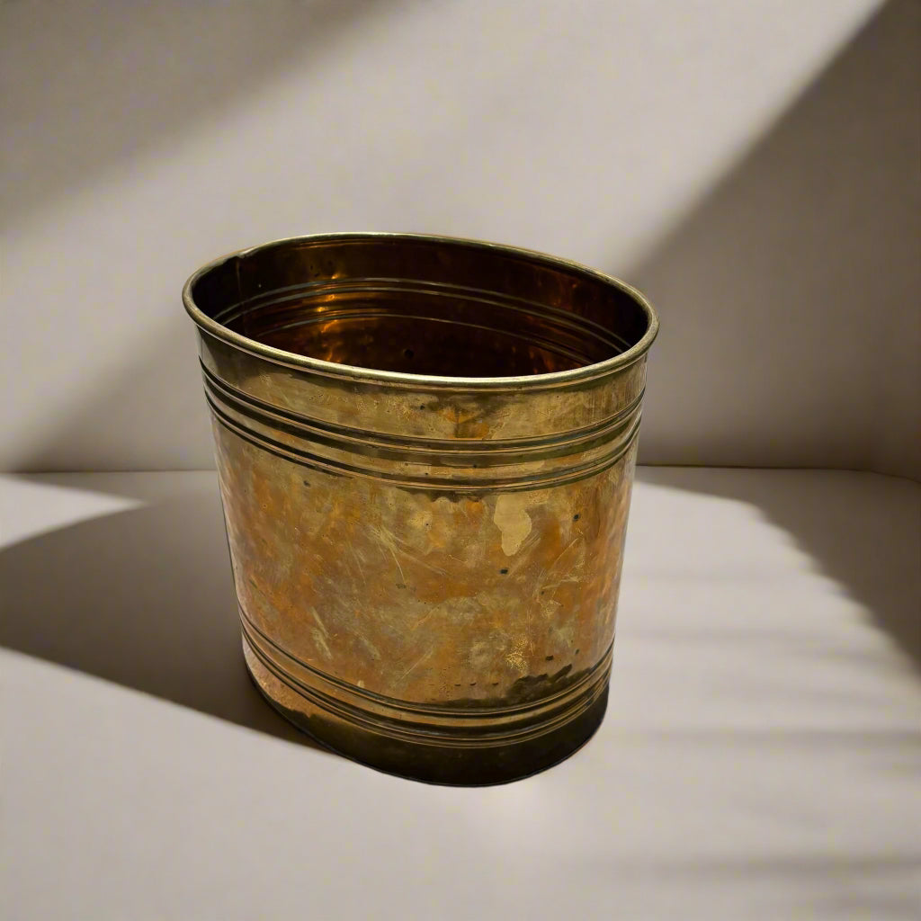 Vintage Brass Planter with Neoclassical Rope Design