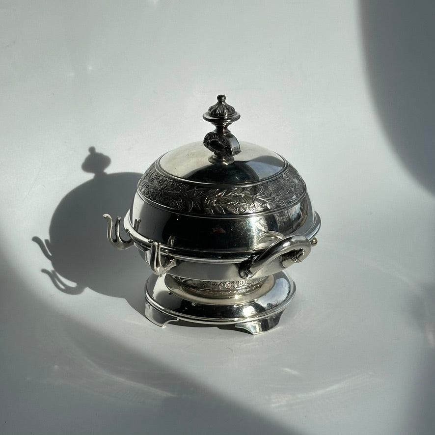 Antique 1880 Wilcox Silver-Plated Caviar or Butter Dish with Glass Insert