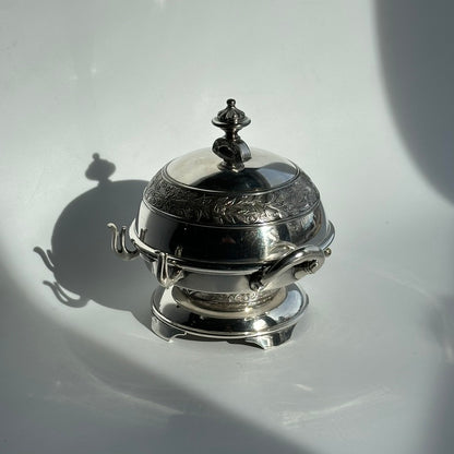 Antique 1880 Wilcox Silver-Plated Caviar or Butter Dish with Glass Insert