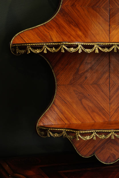 Antique French Louis XVI Style Wall Shelf Ormolu Mounts c1900