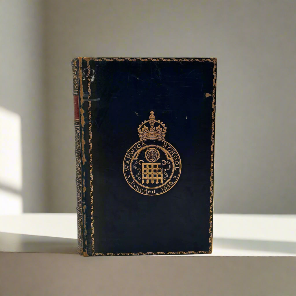 1892 Nature "Wonderful Nests" Blue Full Leather Prize Binding Book, Antique Bird Book