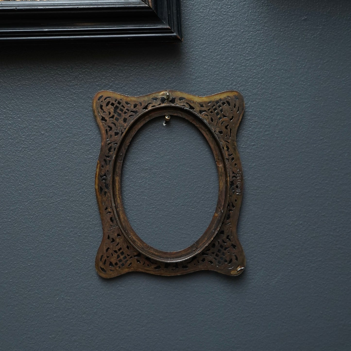 Vintage French Brass Picture Frame | Ornate Oval Openwork Photo Frame | Marked Mod. Dep. c.1930–1950