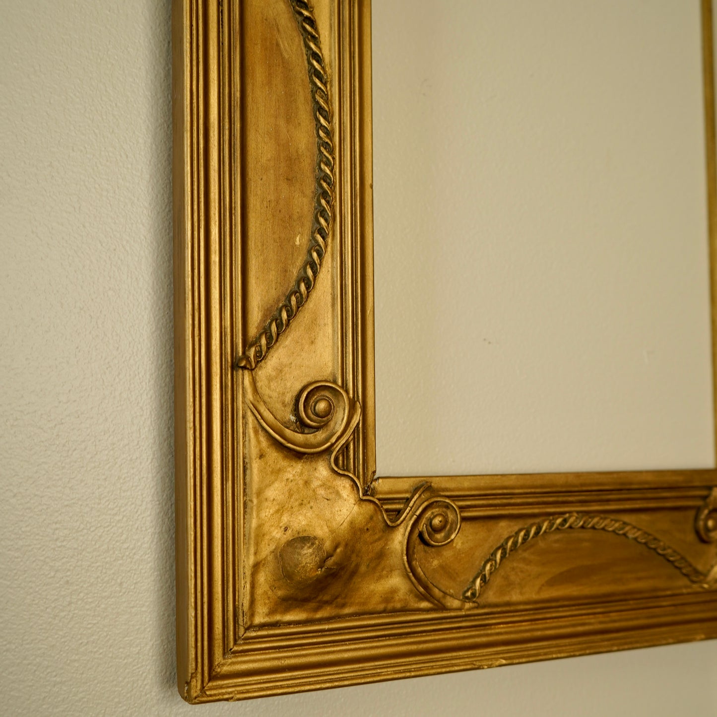 Antique Neoclassical Giltwood Frame with Rope & Cartouche Motifs, Late 19th Century