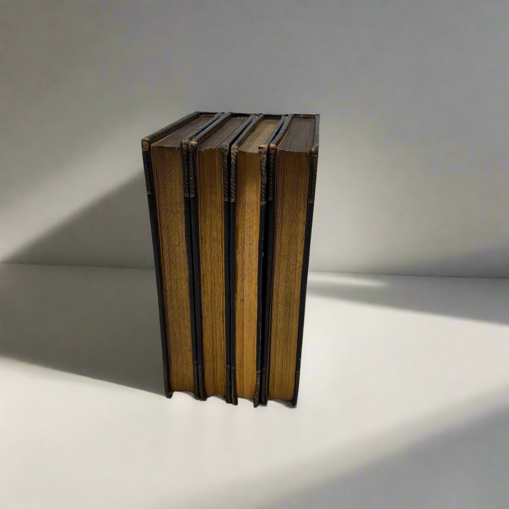 4 Volumes 1815 & 1816"The Antiquarian Itinerary" Full Black Moroccon Leather Book