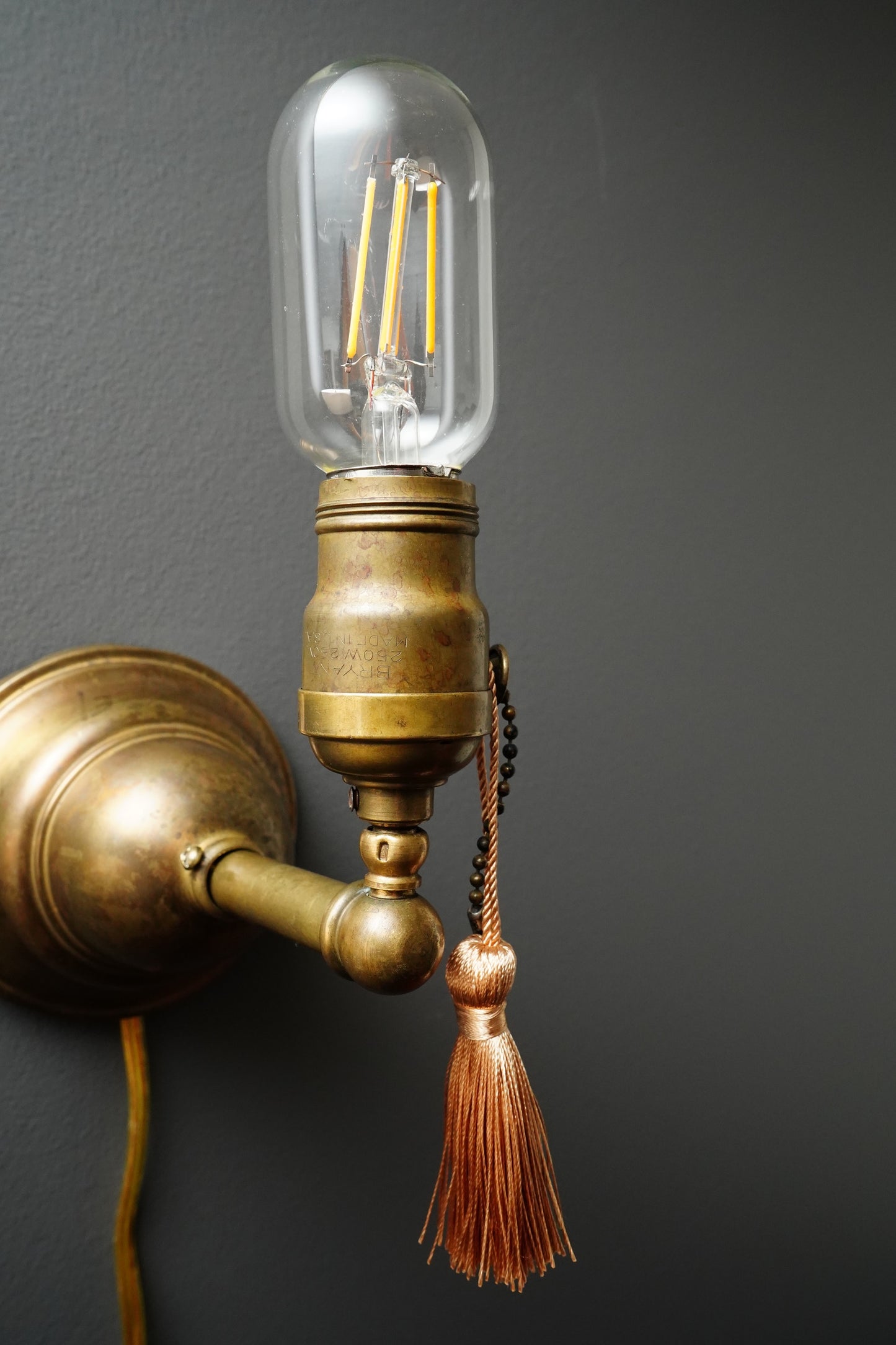 Vintage Brass Plug-In Wall Sconce