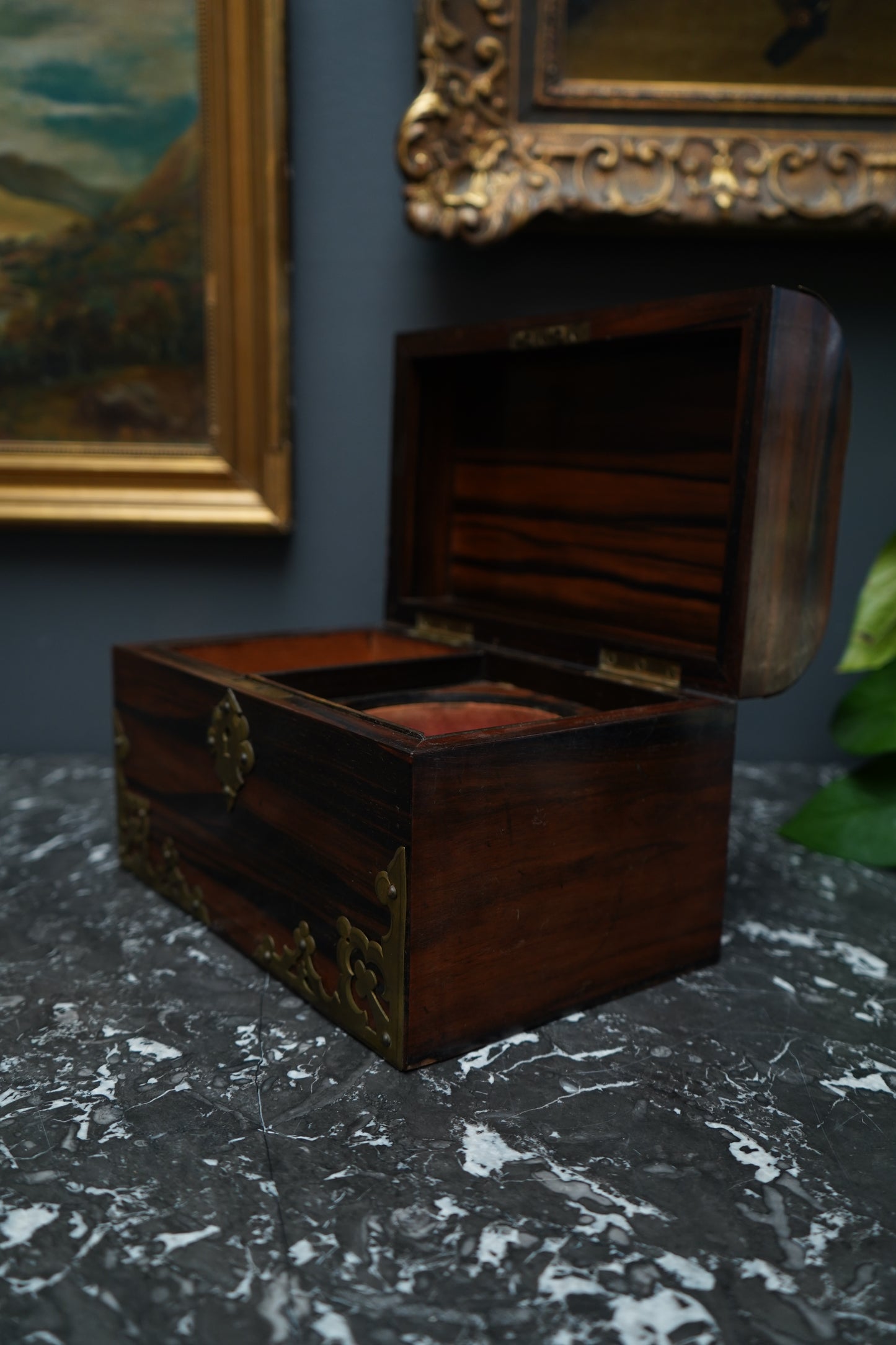 Antique Georgian Rosewood Domed Tea Caddy with Brass Mounts, Circa 1820-1830