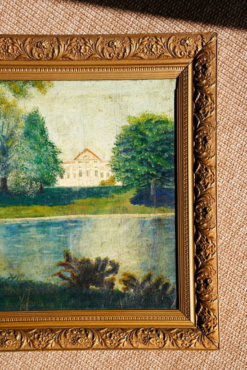 Antique Signed European Country House Oil Painting, Circa 1900