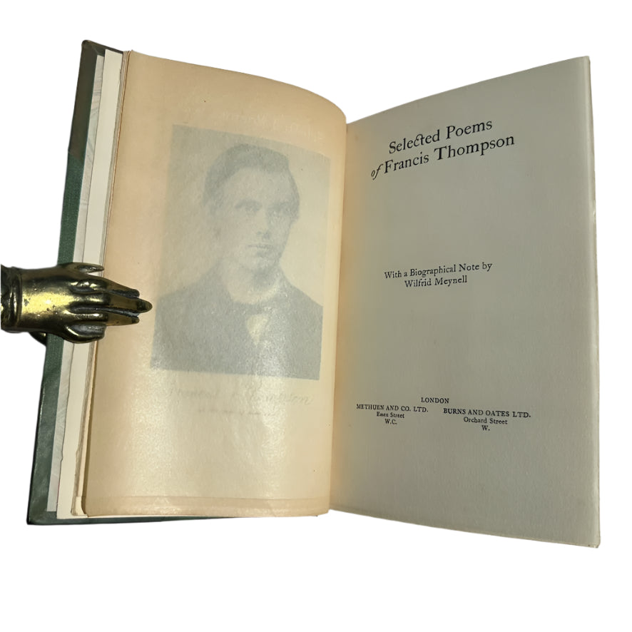 "Selected Poems of Francis Thompson" Faded Green / Brown Half Leather Book, Circa 1910-1925