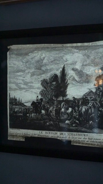 Antique French Engraving “Le Bouton des Chasseurs” After Philips Wouwerman