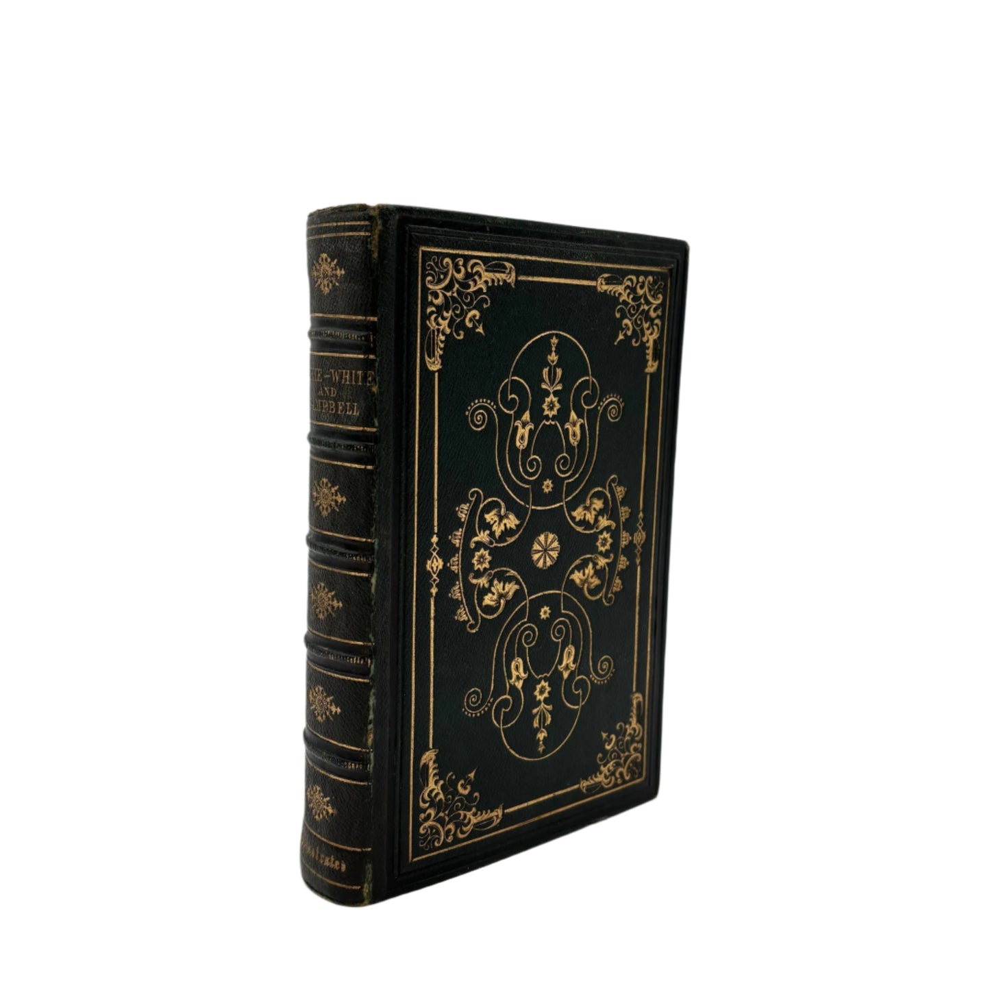 1855 Poetry "Poetical Works of Kirke White and Campbell" Full Dark Green Leather Book