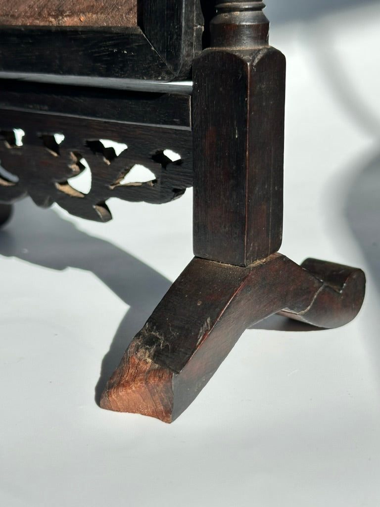 Antique Ebonized Wood & Mother-of-Pearl Vanity Tabletop Mirror