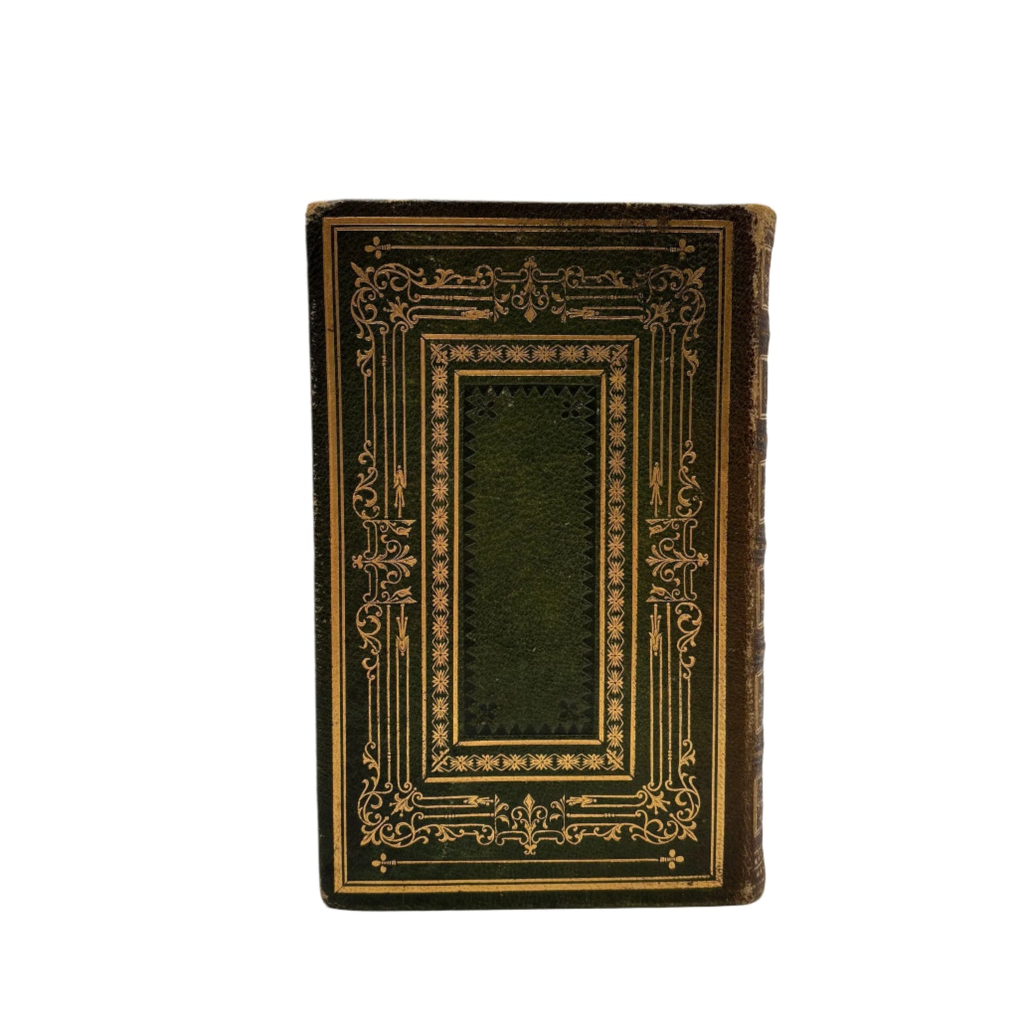 Antique Poetry Book The Complete Poetical Works of William Cowper Victorian Green Morocco Leather Binding c1853