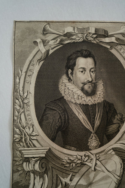 Early 19th Century Engraving "Robert Carr, Earl of Somerset" by Jacobus Houbraken