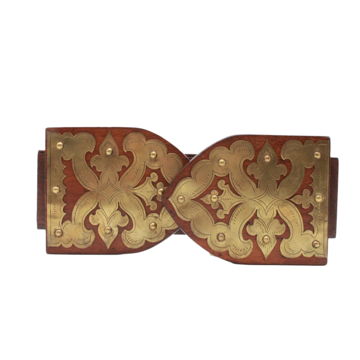 Antique Gothic Revival Folding Book Slide in Oak and Brass, c. 1890