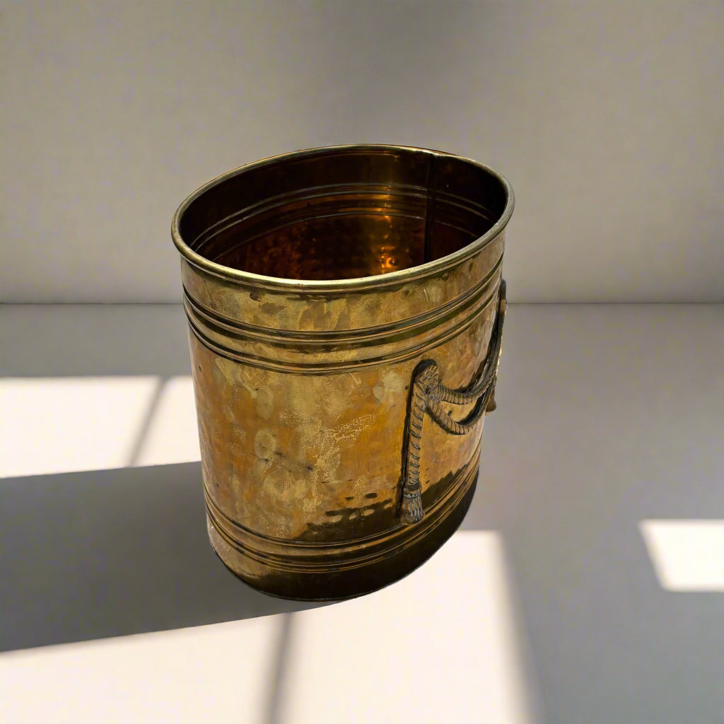Vintage Brass Planter with Neoclassical Rope Design