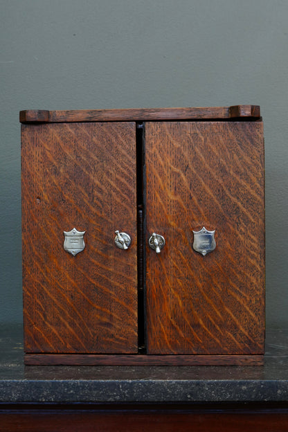 Antique Edwardian English Quartersawn Oak Smoker's Cabinet
