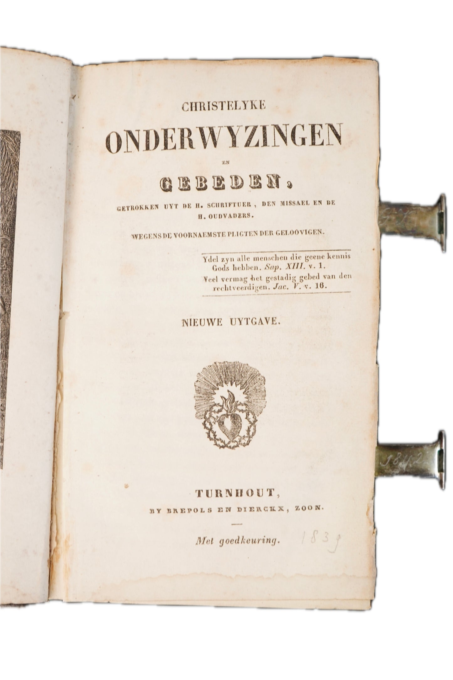1842 Christelyke Onderwyzingen en Gebeden Dutch Catholic Prayer Book