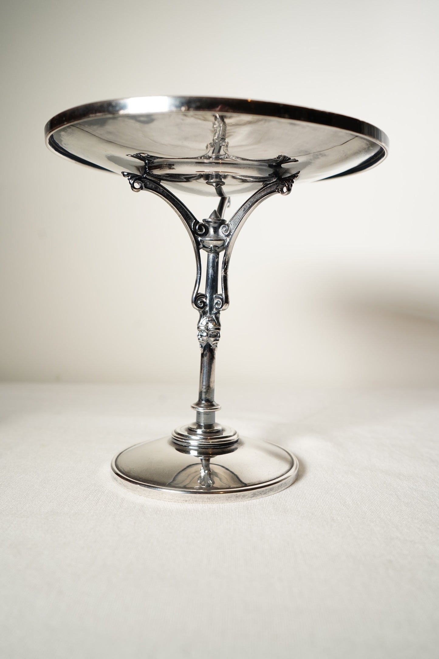 Antique Meriden Britannia Silverplate Aesthetic Movement Tazza with Etched Floral Dish