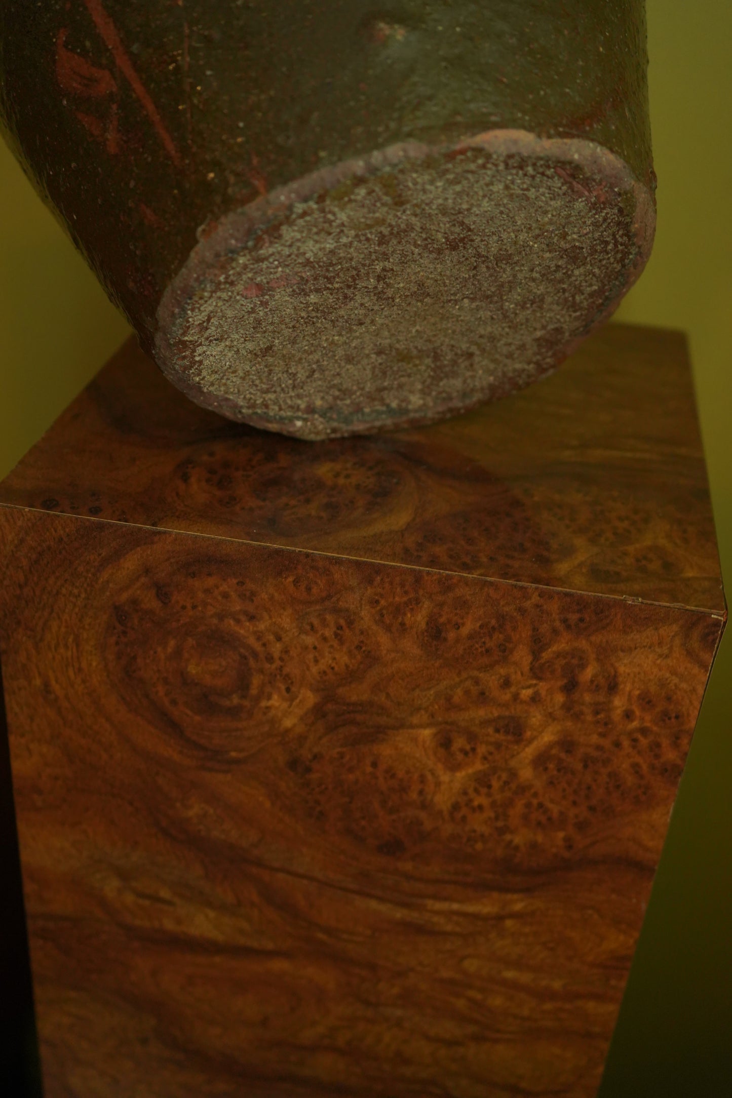 Vintage Chinese Stoneware Oil Jar with Ash Glaze, Rustic Pottery Vessel, 14.25 Inches