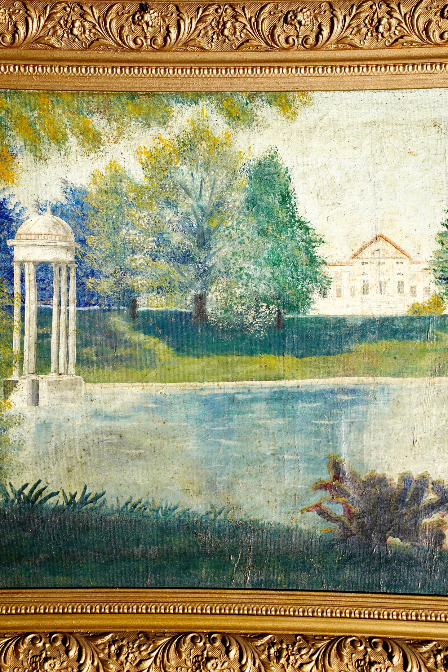 Antique Signed European Country House Oil Painting, Circa 1900