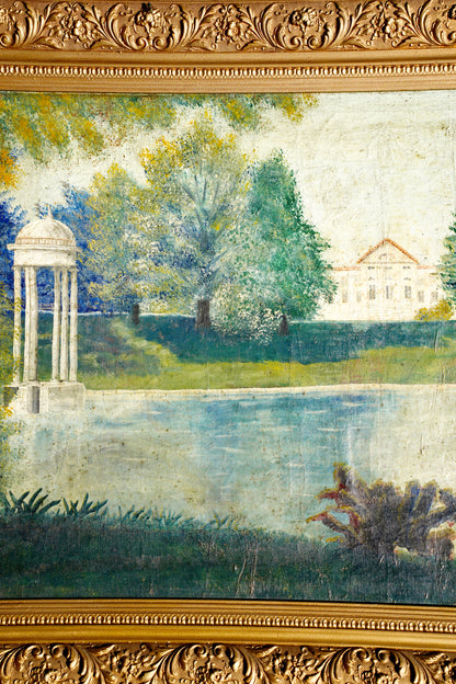 Antique Signed European Country House Oil Painting, Circa 1900
