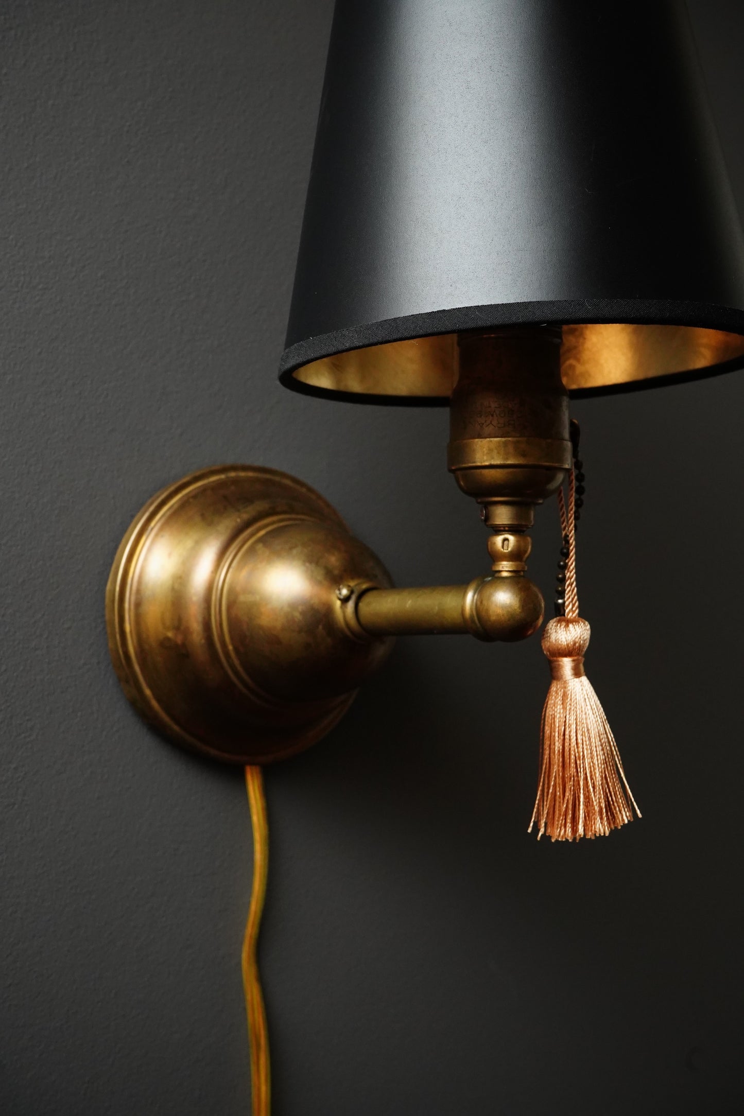 Vintage Brass Plug-In Wall Sconce