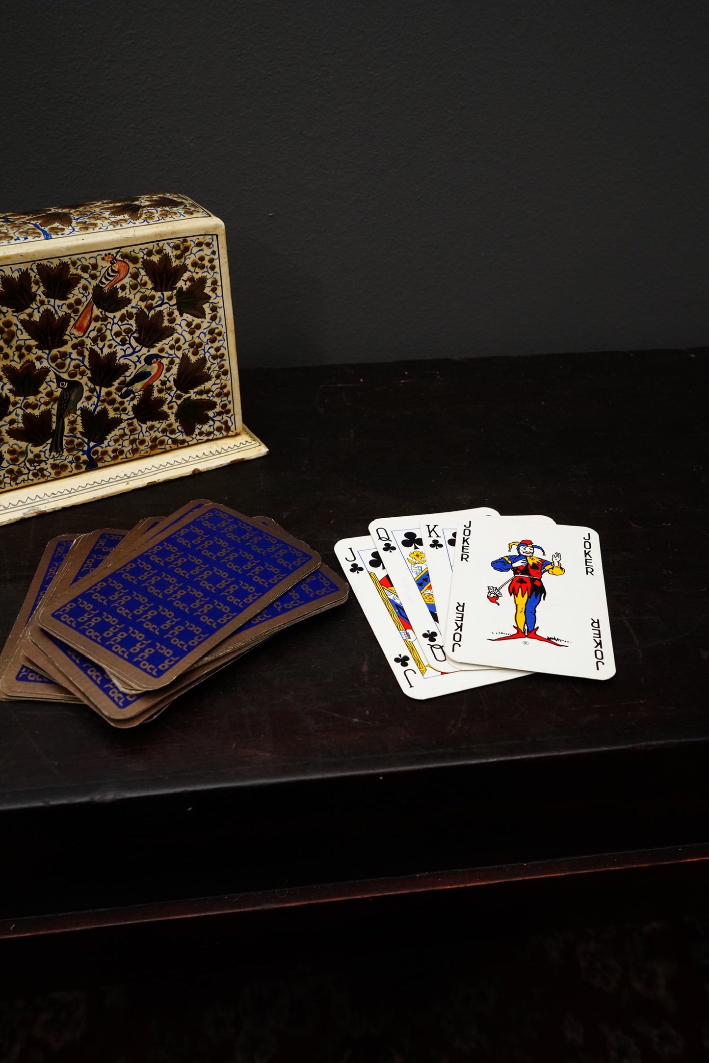 Antique Hand Painted Card Holder Box