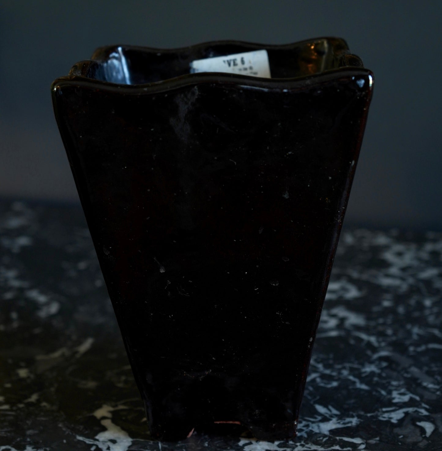 Mid-Century Japanese Black Tenmoku Glazed Terracotta Bonsai Pot | Wabi-Sabi Folk Craft Planter (8.75")